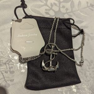 Mens Nautical Stainless Steel Anchor Necklace